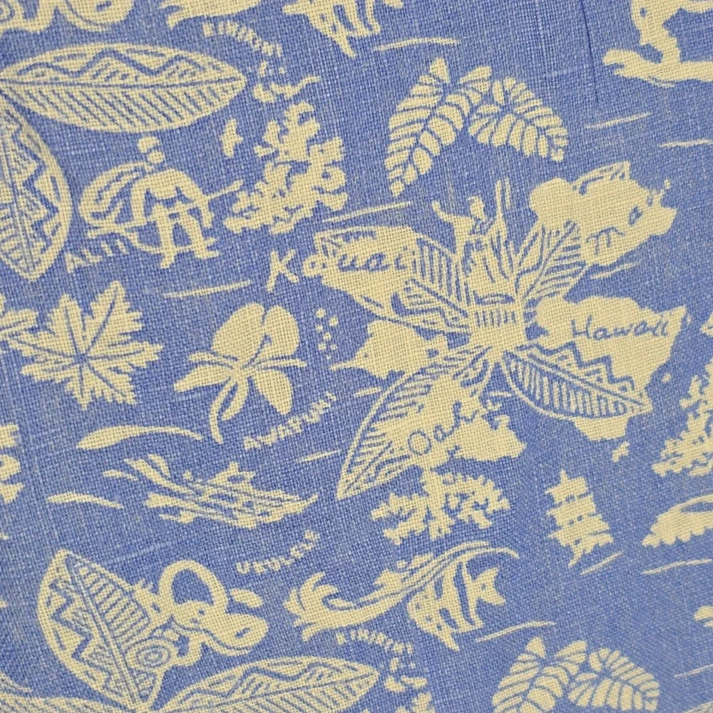 Ralph Lauren Button Down Shirt Mens XXL Blue White Linen Hawaiian Aloha Classic